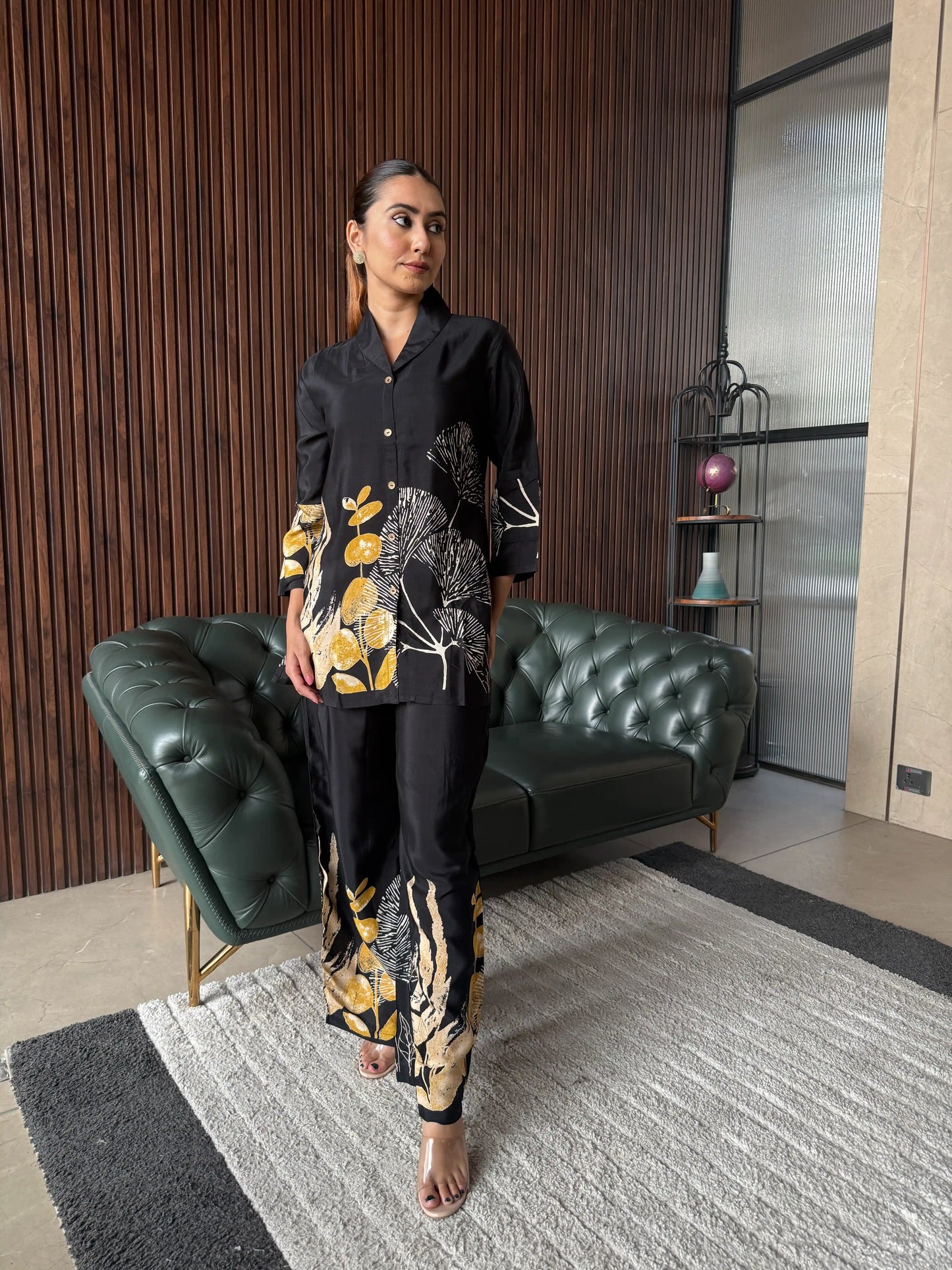 BLACK STATEMENT FLORAL COORD SET