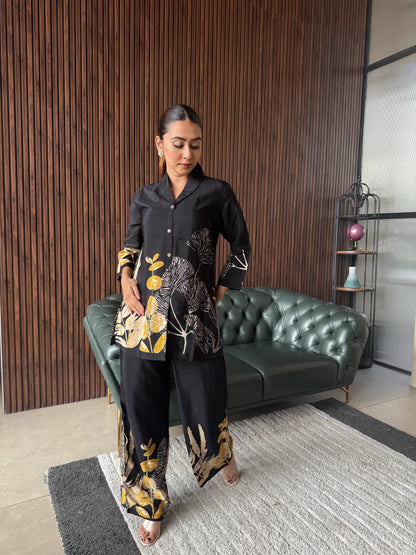 BLACK STATEMENT FLORAL COORD SET