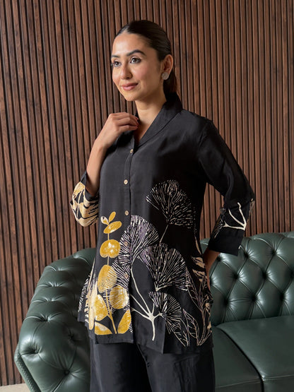 BLACK STATEMENT FLORAL COORD SET