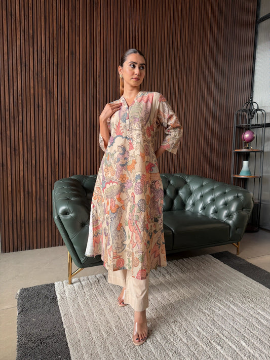 PASTEL FLORAL PRINTED KURTA SET