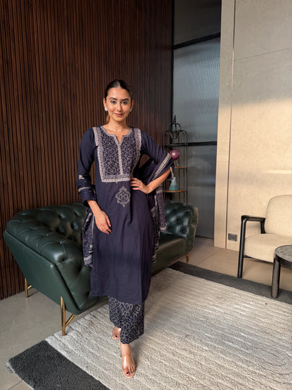 MIDNIGHT GRACE EMBROIDERED SUIT SET