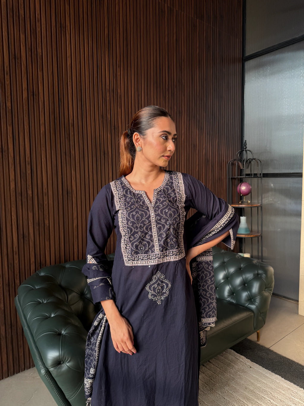 MIDNIGHT GRACE EMBROIDERED SUIT SET