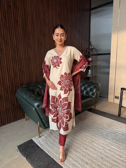 MAROON BLOOM SUIT  SET