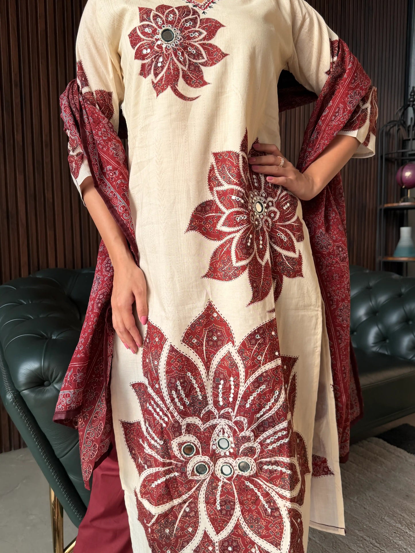 MAROON BLOOM SUIT  SET