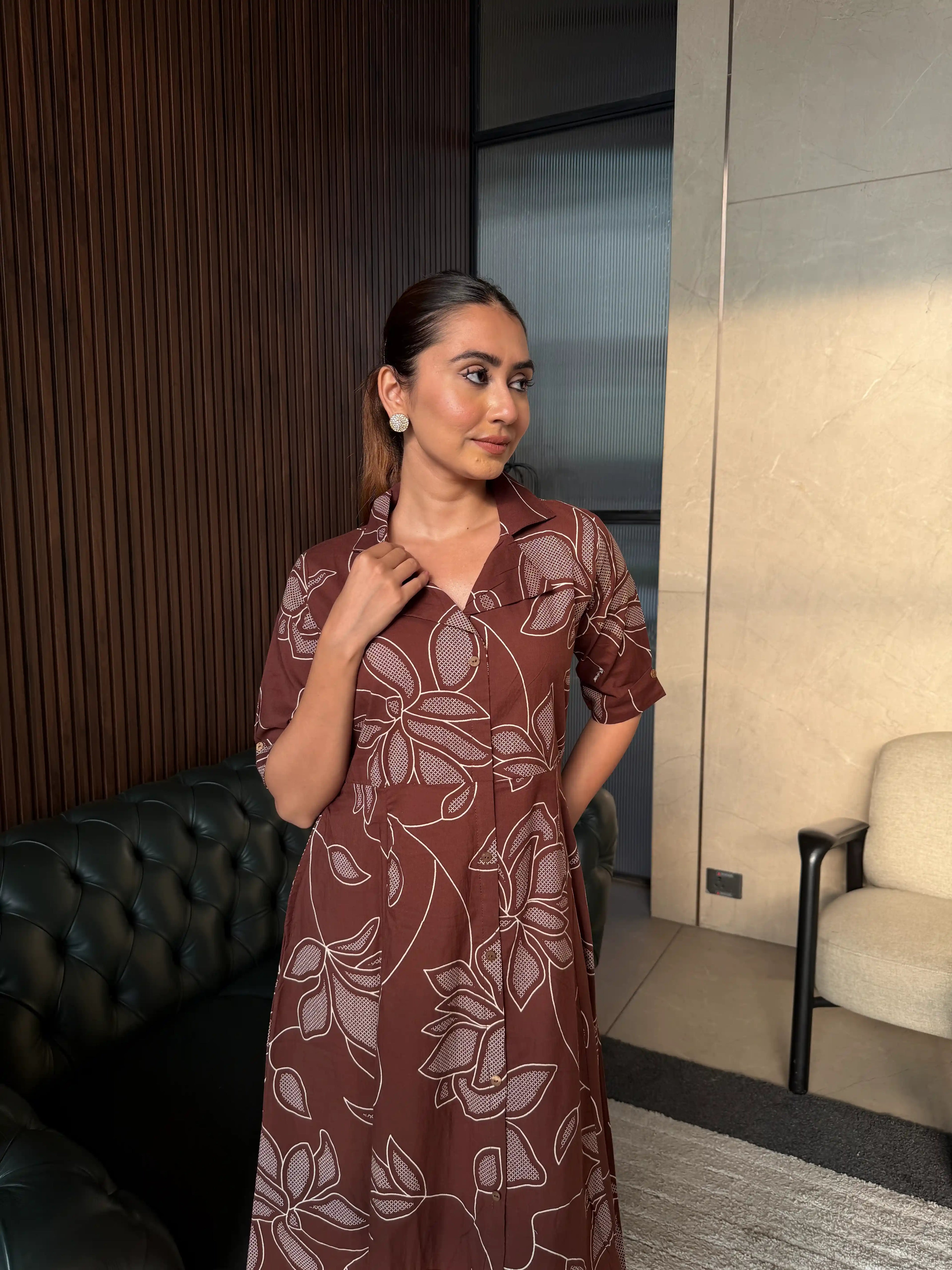 COCOA PRINTED SHIRT DRESS