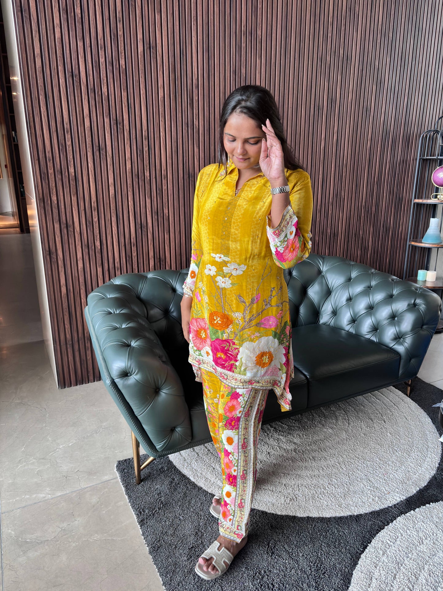 YELLOW PRINT INDO WESTERN