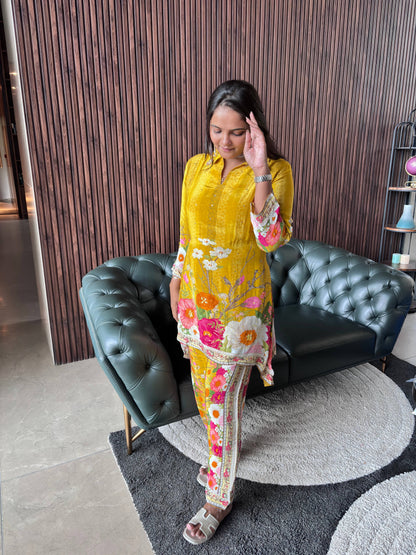 YELLOW PRINT INDO WESTERN