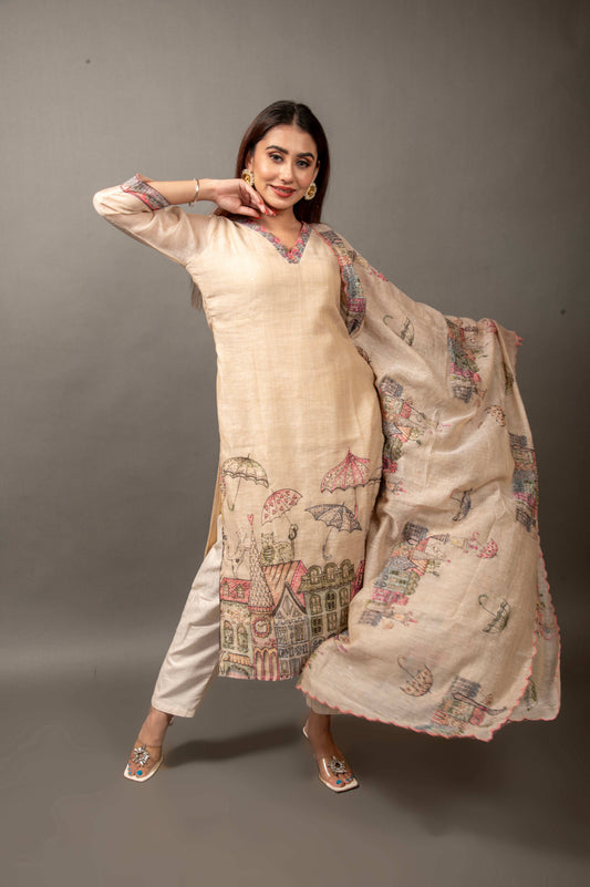 EMBROIDERED ELEGANCE- KURTI DUPATTA