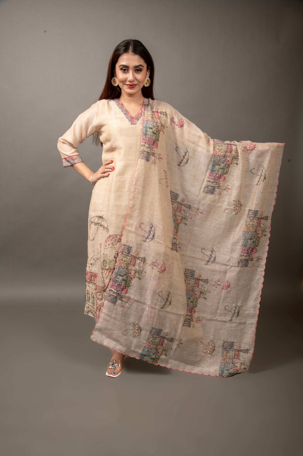 EMBROIDERED ELEGANCE- KURTI DUPATTA