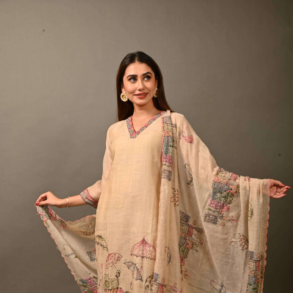 EMBROIDERED ELEGANCE- KURTI DUPATTA