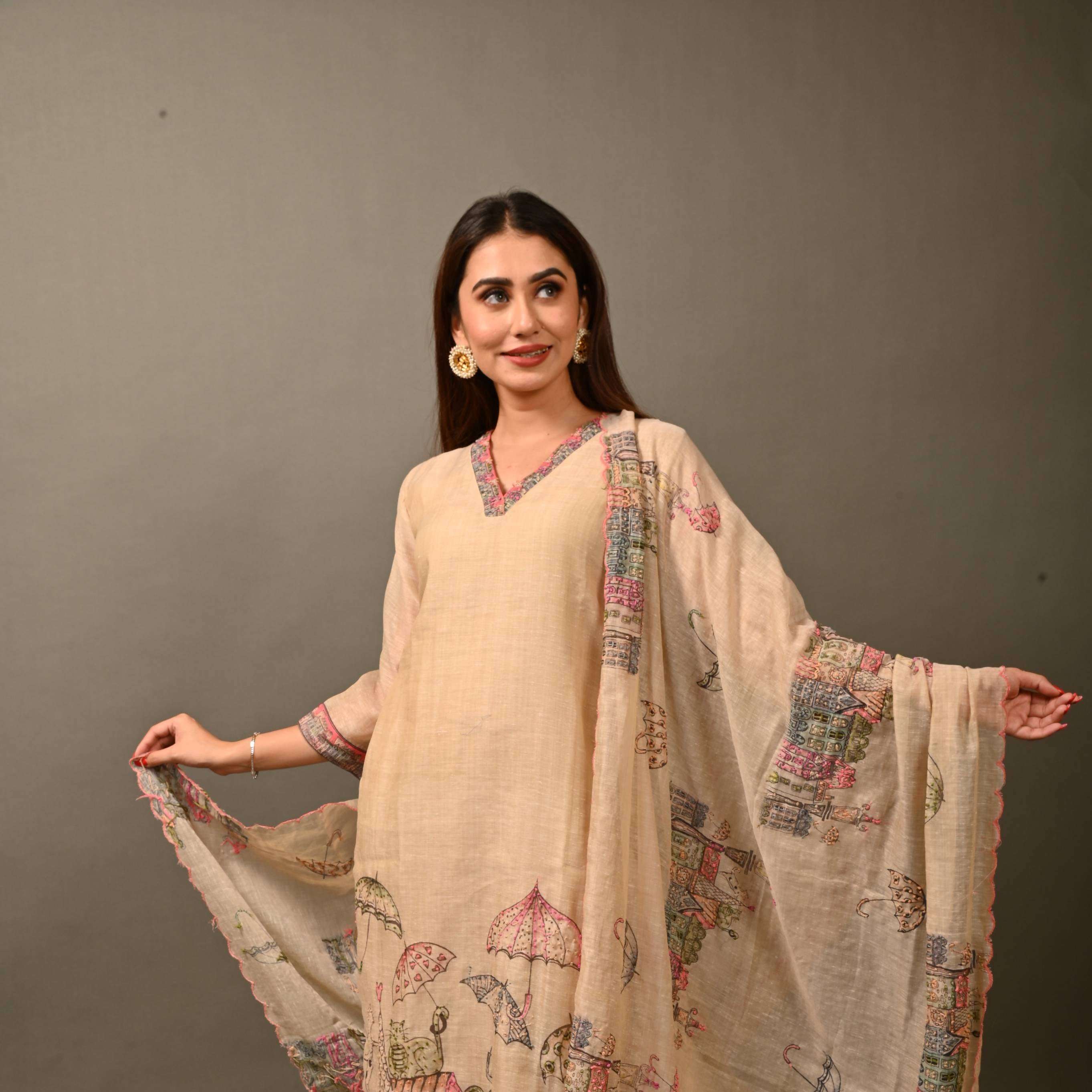 EMBROIDERED ELEGANCE- KURTI DUPATTA