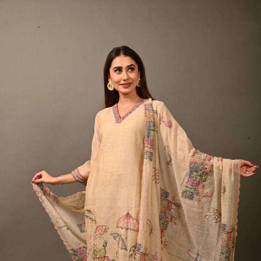EMBROIDERED ELEGANCE- KURTI DUPATTA